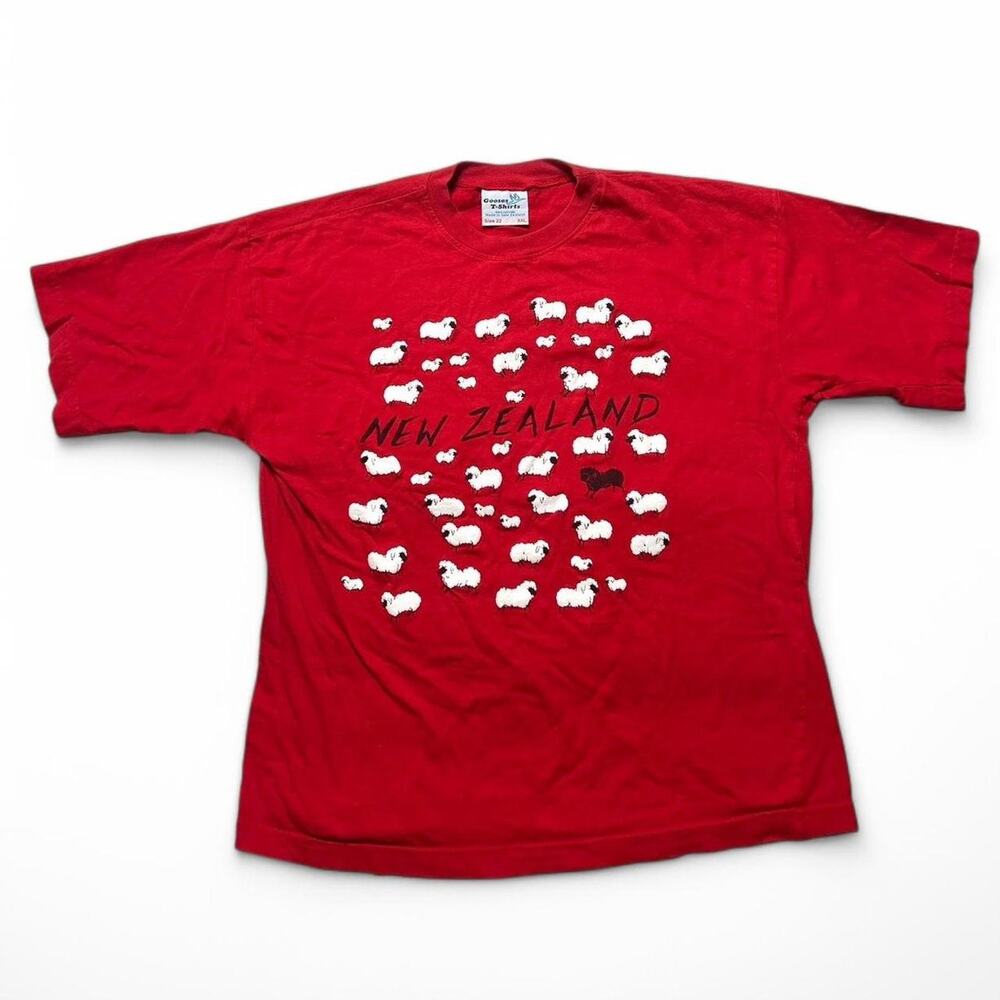 New Zealand Black Sheep Vintage 80s Red Graphic Tee Womens XXL